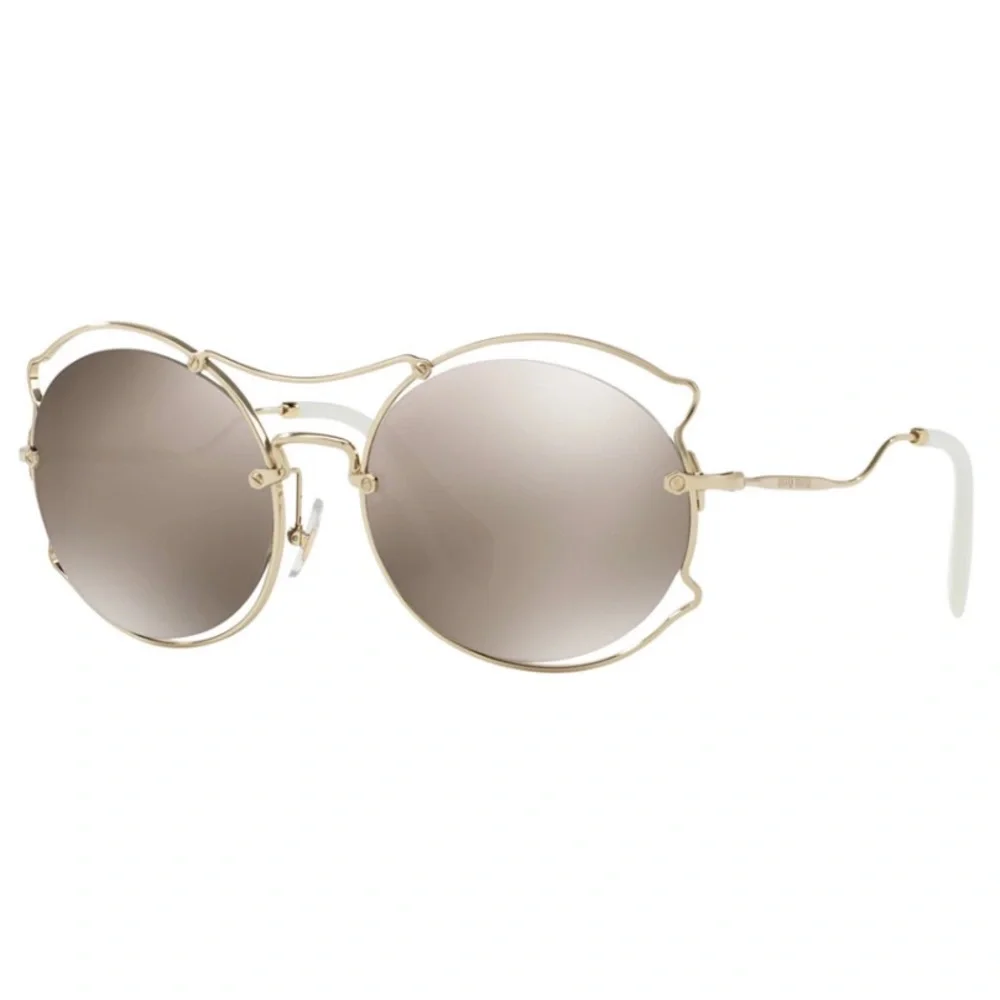 Designer NEW IN BOX - MIU MIU MU 50SS Round Wire Rim Designer Sunglasses, Gold